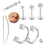 LOLIAS 16 / 18G piercing nariz Herradura piercing oreja piercing tragus Espalda Plana Labret Stud Helix Piercing Anillo Labios Pendiente Cartílago Mujer Cono Perforación Herramienta Agarre