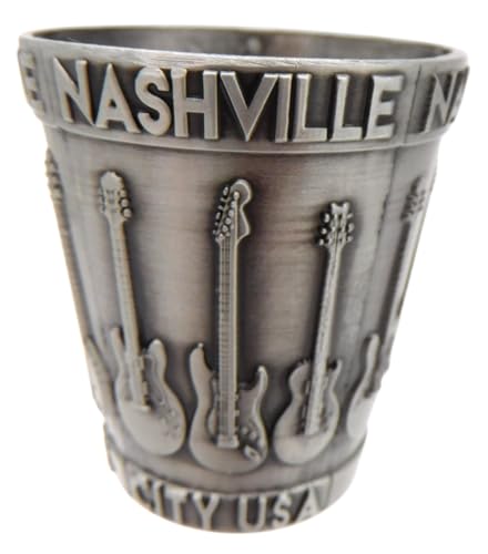 Nashville Tennessee Souvenir Shot Glass Pewter Metal Engraved Music City