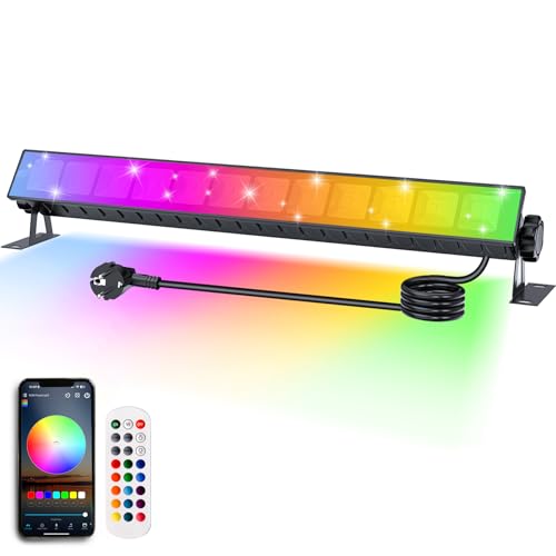 Indmird RGB LED Strahler 30W Rgb Strahler Outdoor mit 360 Fernbedienung und Bluetooth APP Led Wallwasher IP66 Wasserdicht Partylitcht für Garten Feiern Bühnenlichter Weihnachten Halloween