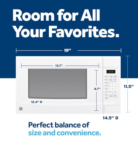 GE Countertop Microwave Oven, 1.4 Cubic Ft., 1,100-watt Capacity, 7 Auto Cooking Settings, Child-Lock Technology, Kitchen Essentials for the Countertop, Dorm Room or Apartment, White - image 2