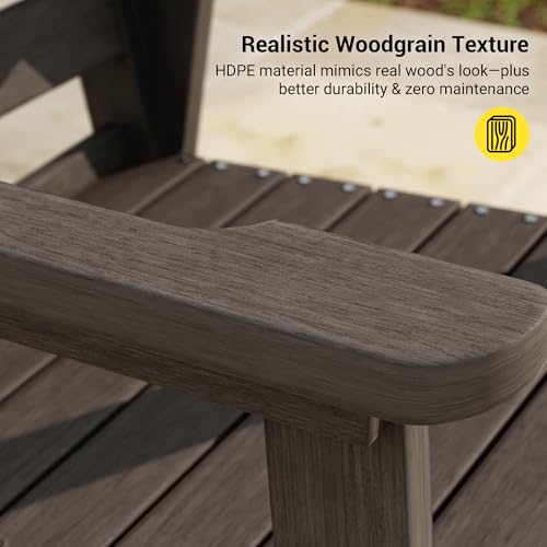 Image of HDPE Outdoor Dining Chairs Set of 2 | Weather Resistant Patio Stackable Chairs for Garden, Backyard, Lawn and Poolside, Brown
