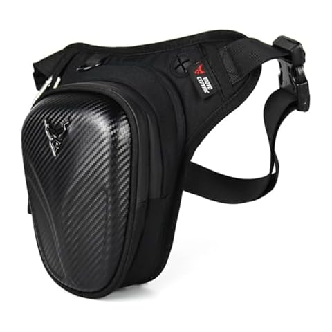 Vechkom Waterproof Thigh Bag Motorcycle Waist Drop Leg Bag for Men Big Capacity Waist Pack, Multifunctional Multi-Pocket Thigh Bag for Hiking Climbing Carbon Black Cover