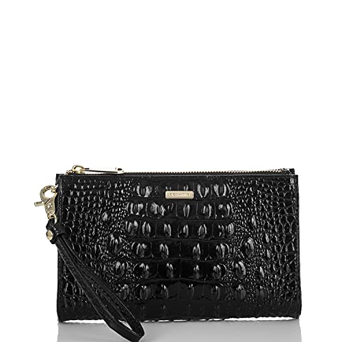 BRAHMIN Melbourne Daisy Clutch - Leather Purse - Lined Interior - Slide Out Wrist-strap - Zip-top Clutch Black One Size One Size