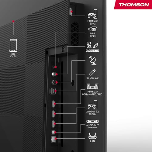 THOMSON 77 Zoll (195cm) OLED 4K UHD Smart Google TV, Wi-Fi, Dolby Vision IQ, Dolby Atmos, HDR10, Bluetooth 5.1, Triple-Tuner (Kabel/Satellit/Antenne), HDMI, CI+, A+ Panel - B0DLBT2CPR