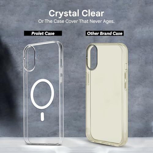 Image of Prolet Anti- Yellow Crystal Clear Hard Case Cover Compatible with iPhone 17 with Magnetic Mag-Safe Wireless Charging Support, Shockproof Hard Back Cover (Transparent)