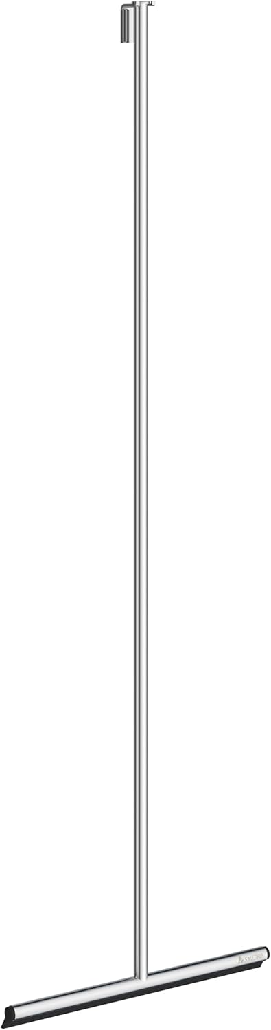 Smedbo SIDELINE Series Floor Squeegee with self-adhesive Hook. Polished stainless steel. 388 x 1330 mm. Silicone blade.