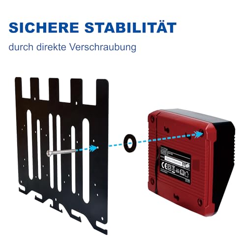 TOPOWN 3in1 Pro Wandhalterung für Einhell Ladegeräte und 18V Akku, für Power X-Change Charger, Twincharger, Fastcharger, Boostcharger