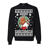 wild custom apparel Merry Chrithmith Mike Tyson White Christmas Crewneck, BLACK, Small
