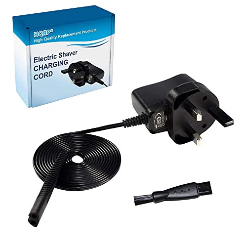 HQRP AC Adapter Power Cord fits Braun Silk-Epil 7 - Dual Epilator, 7175, 7181, 7281, 7381, 7481, 7681, 7781, 7771, 7871, 7791, 7891, 7921, 7931, 7951, 7961 Type 5377 Epilator + Cleaning Brush