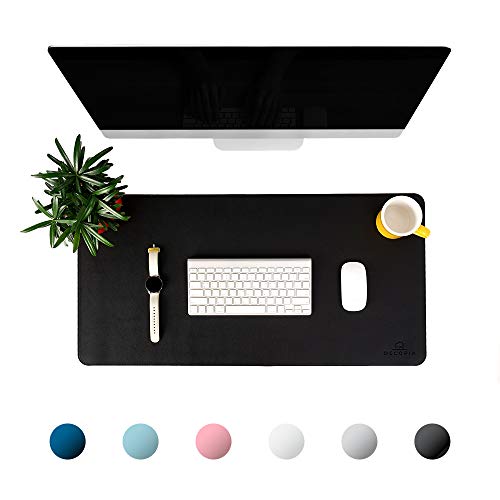 Decopia Desk Mat-Office Mouse Pad With Anti-Slip Suede Bottom31.5X15.7-Inch Desk Pad For Men And Women And Practical-Waterproof Soft Pu Leather Design With Strengthened Edge Finish (Black) #TOP1
