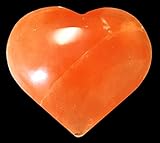 Large Orange Selenite Crystal Heart Stone, Reiki - Chakra - Crystal Healing