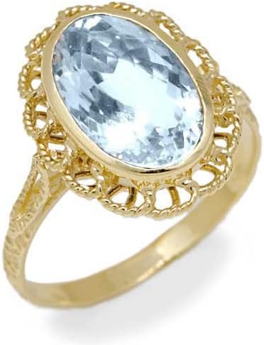 Gioie Women's Ring in Yellow 18k Gold with Aquamarine, Size L 1/2, 3.2 Grams