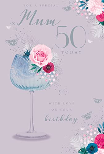 For A Special Mum 50 50th Today Flowers Happy Birthday Card Lovely Verse