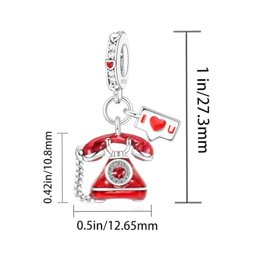 Landline Telephone Dangle Charm 925 Sterling Silver Charms Fit Women Bracelet And Necklaces Bead Charm Pendant Jewelry Gifts For Family Friends2