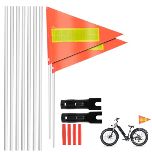 JB HOMEART 2 Stück Fahrrad Wimpel,Fahrrad Fahne 168cm Fahrradwimpel Verstellbare,Fahrradfahne für Kinder Reflektierender Fahrradfahnenwimpel Passend für Kinderfahrräder (Orange)