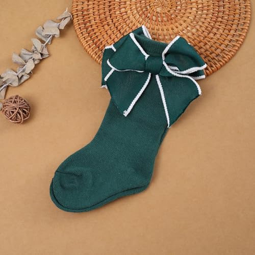 FEORJGP Baby Girls Christmas Tube Socks Cute Princess Bow Socks Breathable Crew Socks for Toddler Girls Knee High Socks3