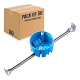 Select 50 Pack Lighting Nail On Plastic Ceiling Box with Bar Hangers 4 Inches Round PVC New Work Electrical Box with Ground 20 Cubic, SEL-P4RN-BH-20