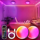2-Pack Rechargeable Shower Lights for Inside Shower, 15 RGBW Color Changeable Waterproof Lights for Shower with Remote(Dimmable＆Timer), Wireless LED Mood Lighting for Bathroom, Closet, Bedroom, Party