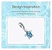 100% 925 Sterling Silver Charm Charm Bracelet, DIY Necklace Jewelry, Blue Glass Turtle Pendant, Gift for Ladies and Girls