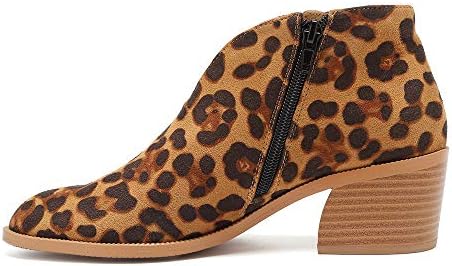 leopard low heel boots
