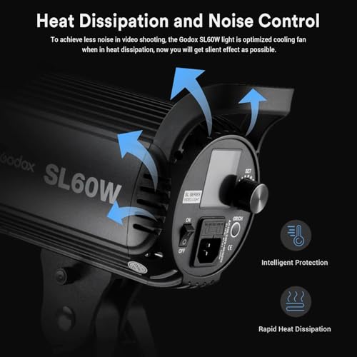 Image of Godox SL-60W SL60W Daylight Led Video Light, 5600K Bright Studio Led Light, CRI95+Qa>90,Wirelessly Adjust Brightness,Bowens Mount LED Continuous Light for Video Recording Wedding Outdoor Photography