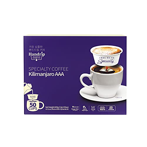 Aromaville Coffee Handrip Specialty Single-Serve Drip Coffee, Ground Coffee + Disposable Dripper, 50 Servings Per Box (Kilimanjaro AAA)