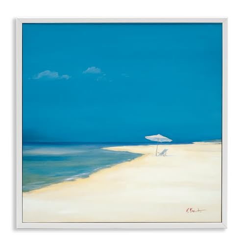 Coastal Beach Shoreline Summer Landscape, 12 x 12 Inch Framed Giclée Print