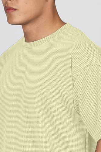 Image of SHODOX Men Oversized T Shirt Solid Dotted Design | Round Neck Loose Fit Drop Shoulder Casual T-Shirt for Men