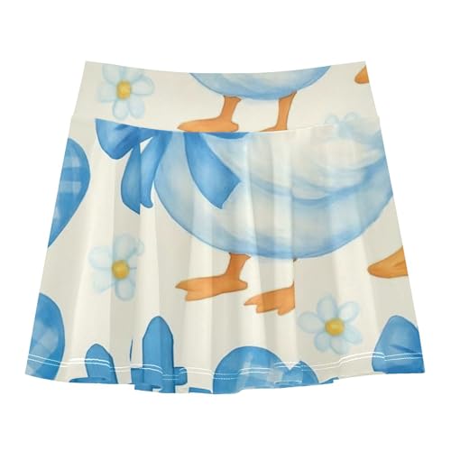 White Ducks Blue Ribbon Bows Athletic Shorts Girls Skorts Skirts with Shorts Cheer Cheer Skirt 3t