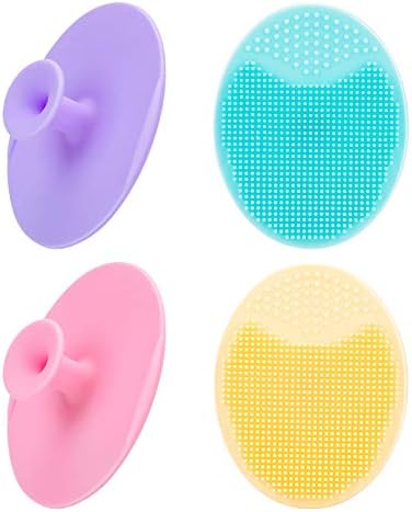 4 Pack Face Scrubber,JEXCULL Soft Silicone Facial Cleansing Brush Face Exfoliator Blackhead Acne Pore Pad Cradle Cap Face Wash Brush for Deep Cleaning Skin Care