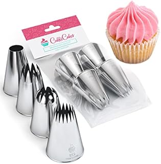 CukkiCakes 4pcs Large Piping Nozzles Set (849, 869, 829, 808) Icing Nozzles, Piping Tips for Decorating Cakes, Cupcakes - Compatible with Piping Bags - Made in Korea