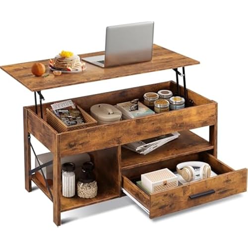 WLIVE Lift Top Coffee Table for Living Room/Dining/Office, Brown