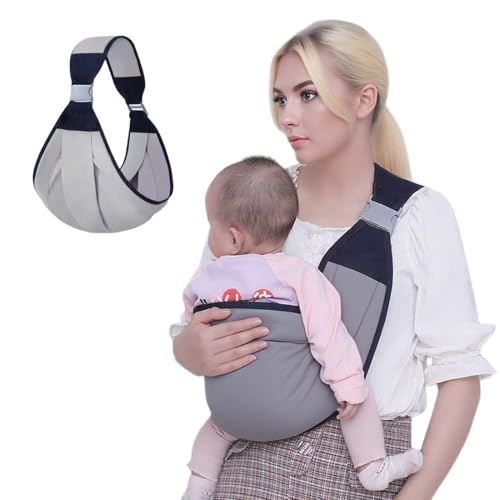 KEWUF Bandolera Portabebe, Portabebes Lateral, Portabebés Portátil, Portabebés Ergonómico, Ajustable Portabebés Multifuncional, Correas Anchas, Pequeños De Hasta 20 Kg (Gris)