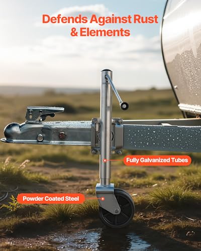 Image of VEVOR Trailer Jack with Wheel, 2000 lbs Load Capacity, Heavy Duty Swivel Boat Trailer Jack with PP Dual Wheel & Ergonomic Handle, 15-27 Inch Lift Range, Fit for RVs, Boats and Utility Trailers