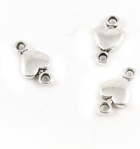 510 Pieces Wholesale Supplies Ancient Silver Fashion Jewelry Making Charms Findings W-A1267 Heart Connector Joiner Pendant Craft DIY Vintage Alloys Necklace Bulk Supply Accessoires