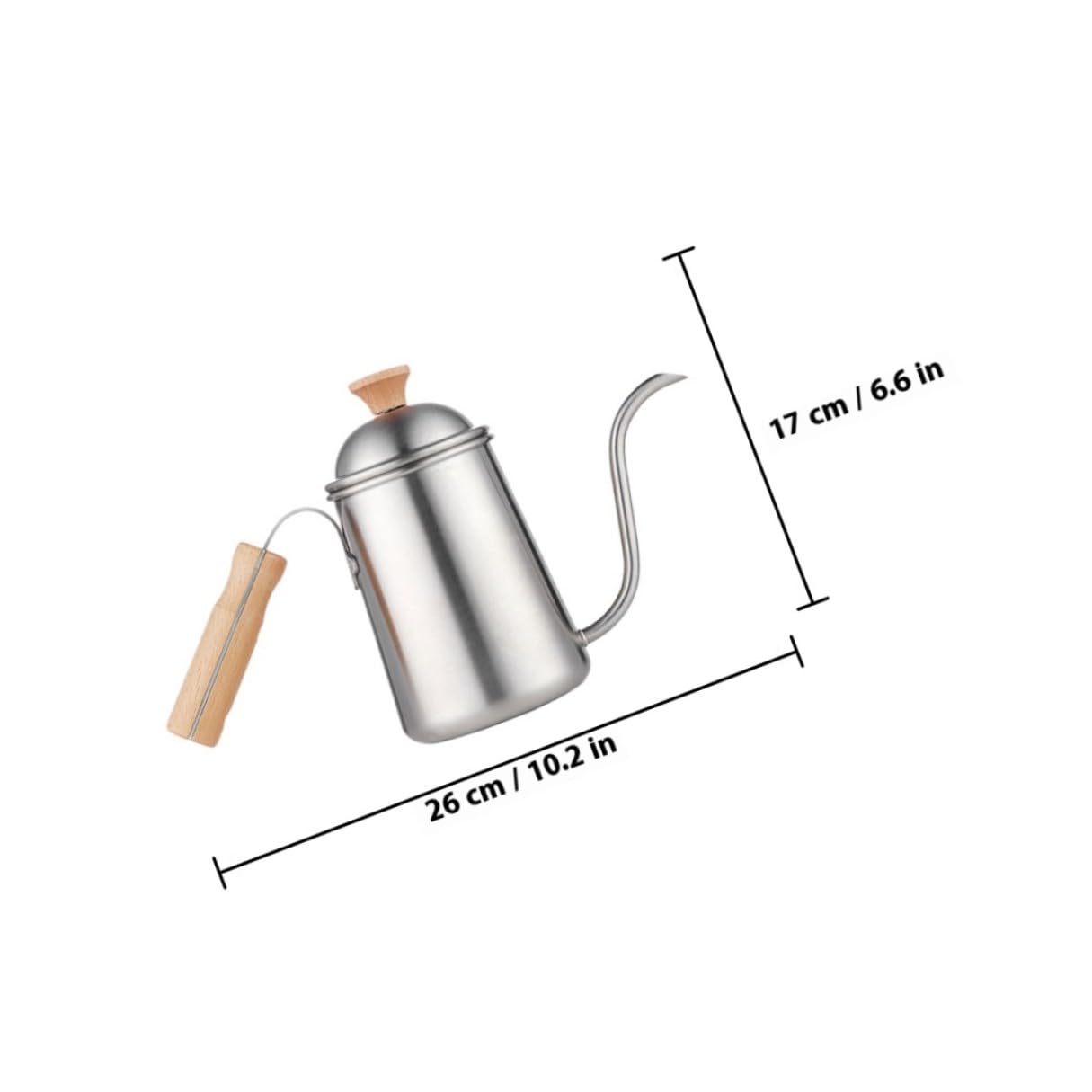 Japanischer Edelstahl Kaffeekessel mit Holzgriff Tragbarer Outdoor Wasserkocher für Camping Induktionsgeeigneter Teekessel mit Hitzebeständigem Boden und Schnellem Ausguss