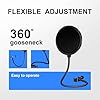 SUUNTOK Microphone Pop Filter for Blue Yeti and Other Mics, Microphone Pop Shield with Enhanced Flexible 360° Gooseneck Clip Stabilizing Arm for Vocal Recording, Live Broadcasting, Gaming (Mesh) #2