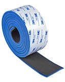 OCEANBROAD Self-Adhesive 96''x2.4'' Boat Flooring with 3M Adhesive Backing EVA Foam Faux Teak Marine Boat Decking Sheet for Jon Motor Boats Yacht Helm Pad Floor, Dark Gray with Blue Seam Lines
