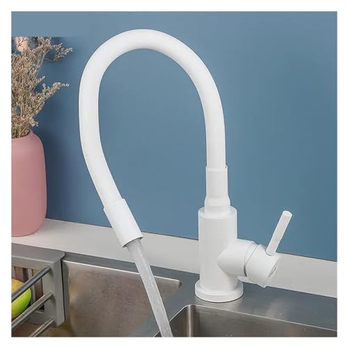 Robinet d'évier flexible pour laver les grands plats, mitigeur blanc cuisine