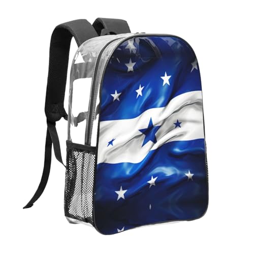 Honduras Flag Clear Backpack,High Capacity Clear Bag For Travel,Work,Festival, Concerts Women Men Unisex3
