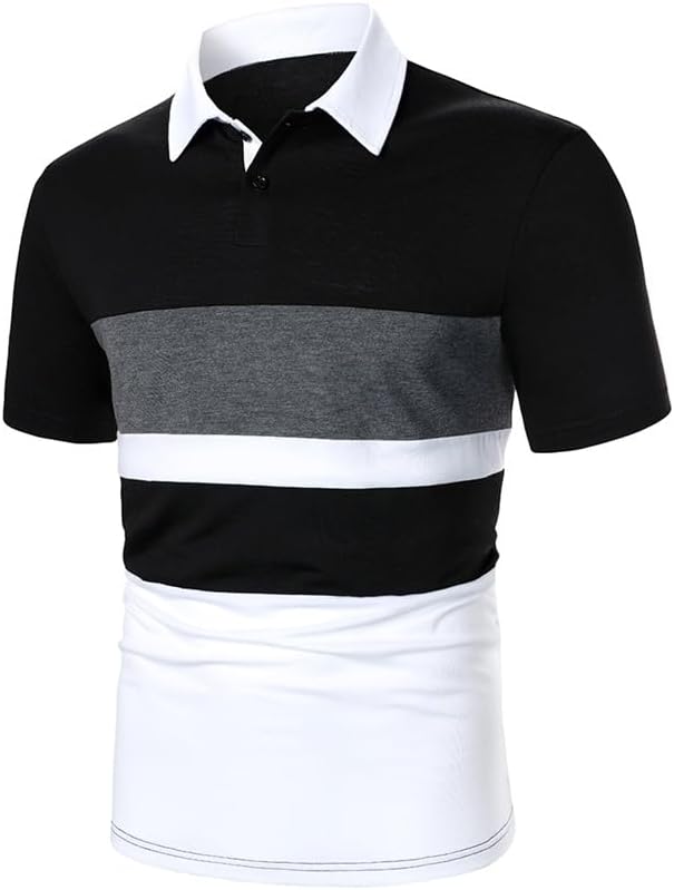 Men's Short-Sleeved Shirt Spliced Clothing Casual Business Lapel Top