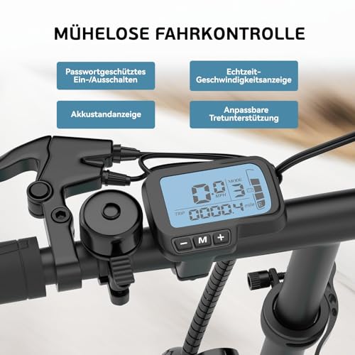 0 Zoll breit am ESKUTE F100 meistern 25° Steigungen und Offroad-Pfade mühelos. - Detailansicht von ESKUTE F100 Klapprad...