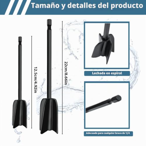 Miniatura 2 de Yipfen 6 Piezas Mezcladores De Pintura Con Barra De Extensión, Agitadores Reutilizables Para Resina Epoxi, Pintura, Pigmentos, Esmalte Cerámico, Mezcladores Para Taladro De 1 4 1 4 Taladro
