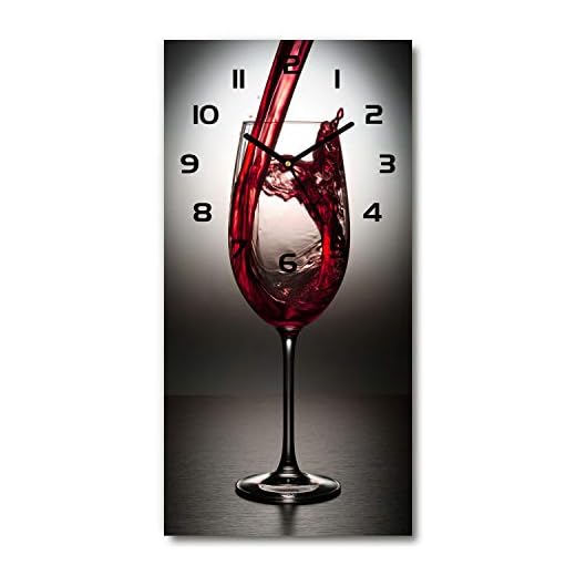 Tulup Wanduhr Stille Glasuhr 30x60cm Rotwein Modern Heim Küche
