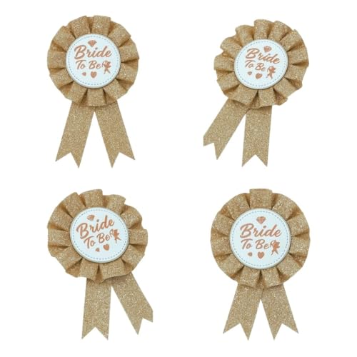 Image of Wanna Party Bride to Be Award Ribbon Tinplate Badge Pins Wedding Buttons for Wedding Bridal Shower Party Decorations - Champagne Gold
