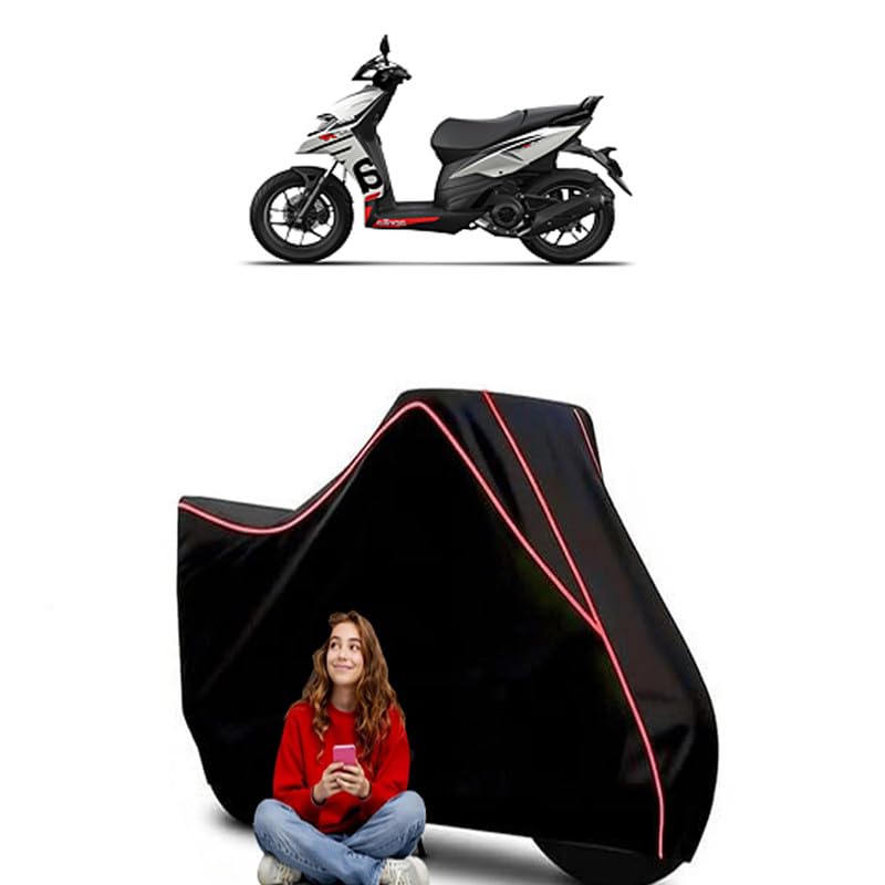 Image of SR 125 BS6 Scooty Bike Cover Water Resistant Outdoor Use Universal Fit Scooters Motorcycles Heavy Duty UV Protection Dust Rain Scratch Resistant Elastic Bottom Black Blue Piping