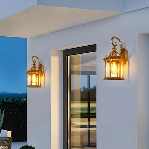 Applique extérieure E27 bronze et verre lampe murale rétro 48cm - 3
