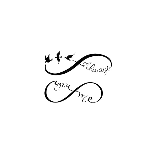 Miniatura 3 de Juego de 2 calcomanías de tatuaje temporal pequeñas, diseño de pájaro con diseño de pájaro "Always You and Me" para mano, cuello, cara, muñeca,