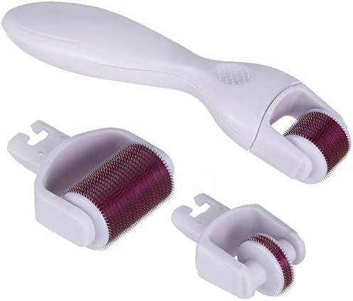 Derma Roller 3 Kits Cosmetic Microneedling Kit for Face 0.25mm - Microneedle Roller Microdermabrasion Device Tool 1200/600/120 Titanium Micro Needles (Purple)