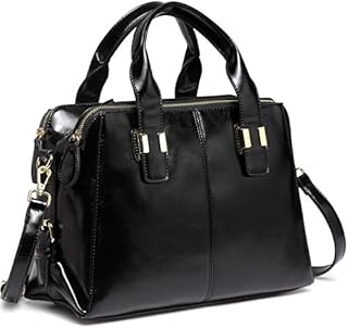 VASCHY Handbags for Ladies, Smooth PU Leather Top Handle Bag Women Satchel Work Tote Bag with Triple Compartments (Black)